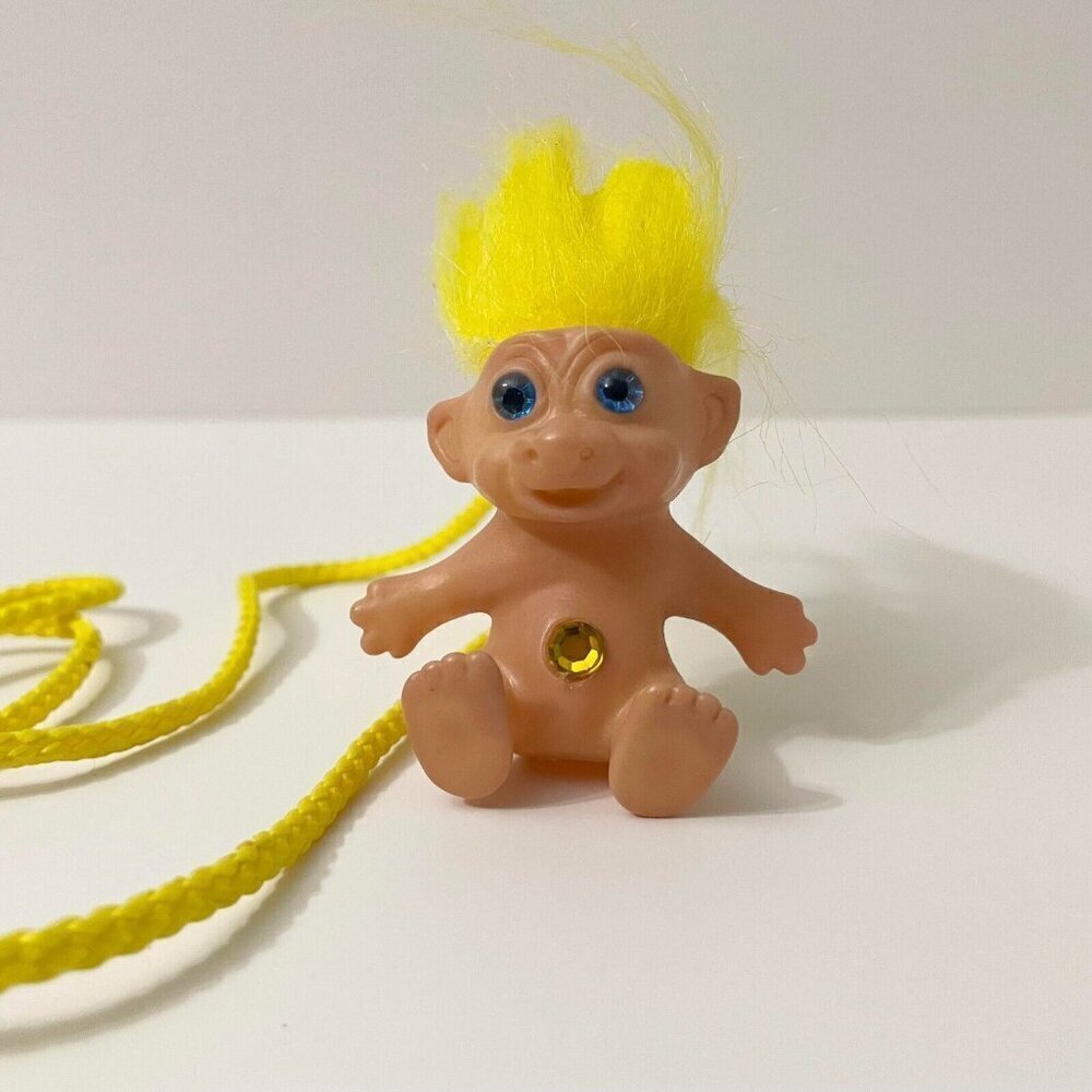 Vintage Troll Doll Necklace Made in Korea Collectible Toy